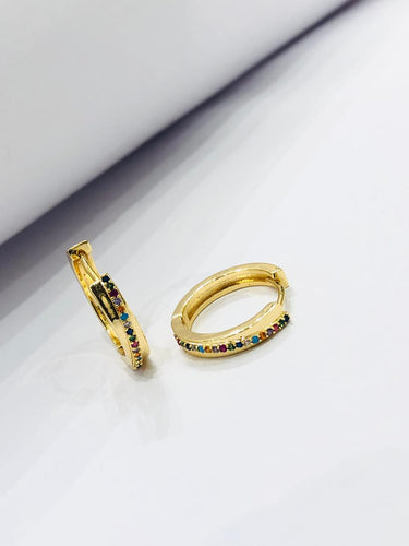Stones Round Hoop Earrings